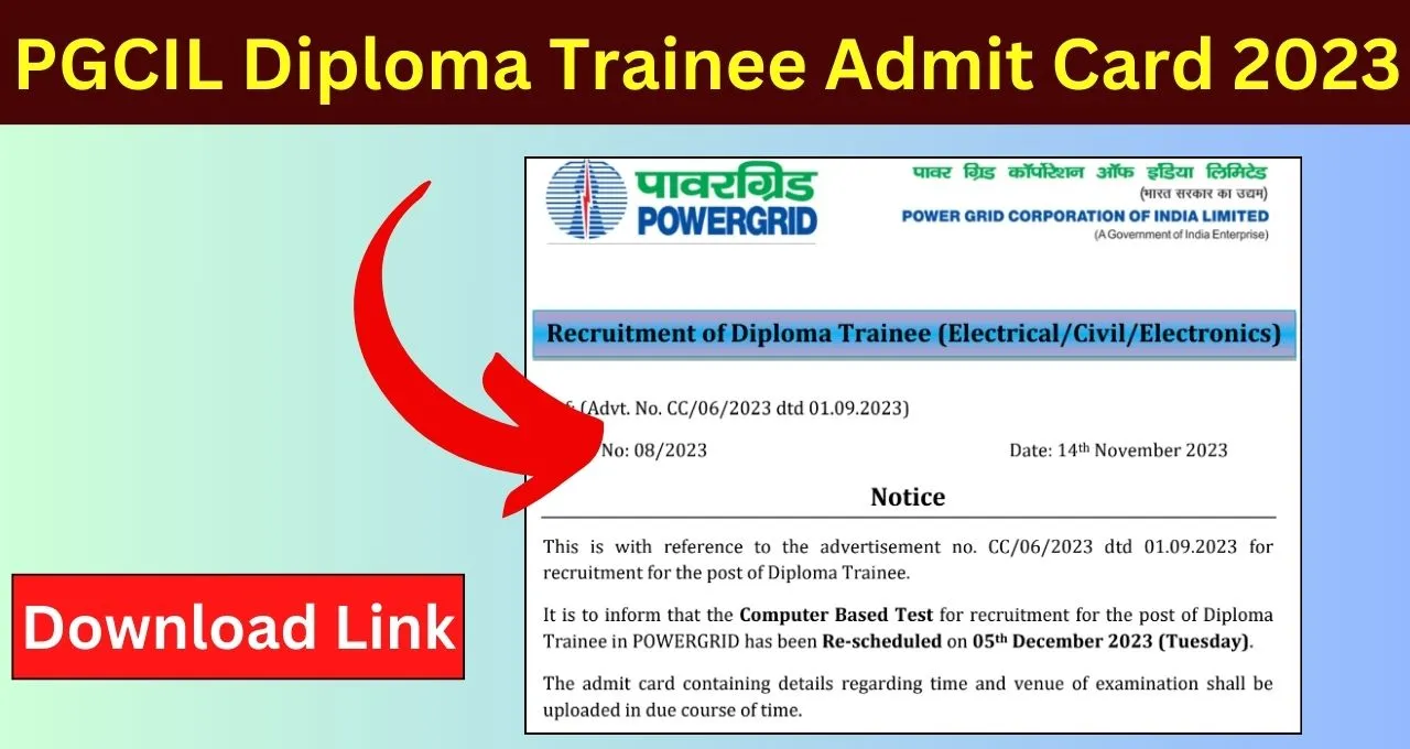 PGCIL Diploma Trainee Admit Card 2023