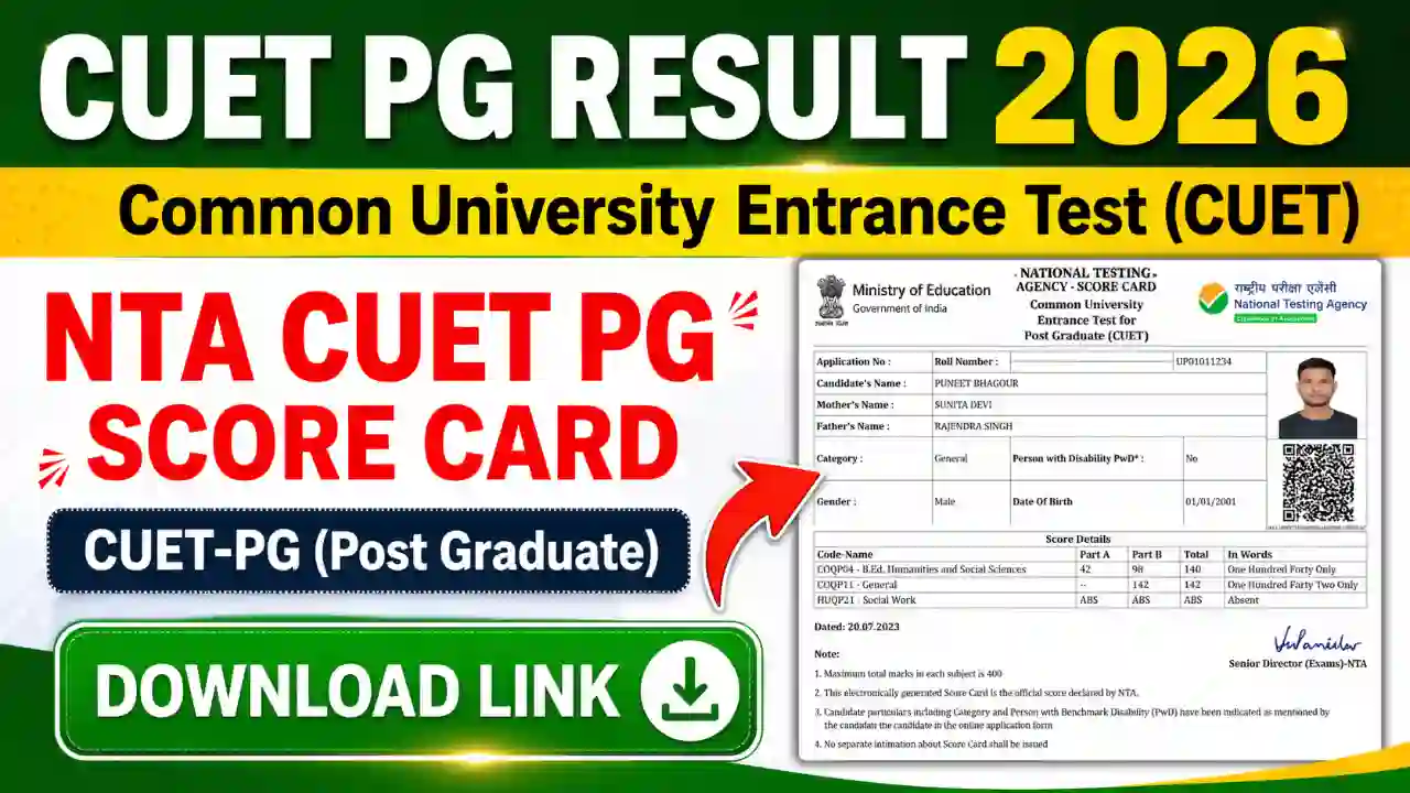 CUET PG Result 2026 Link Scorecard Download