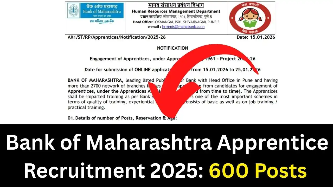 Bank of Maharashtra Apprentice Recruitment 2026