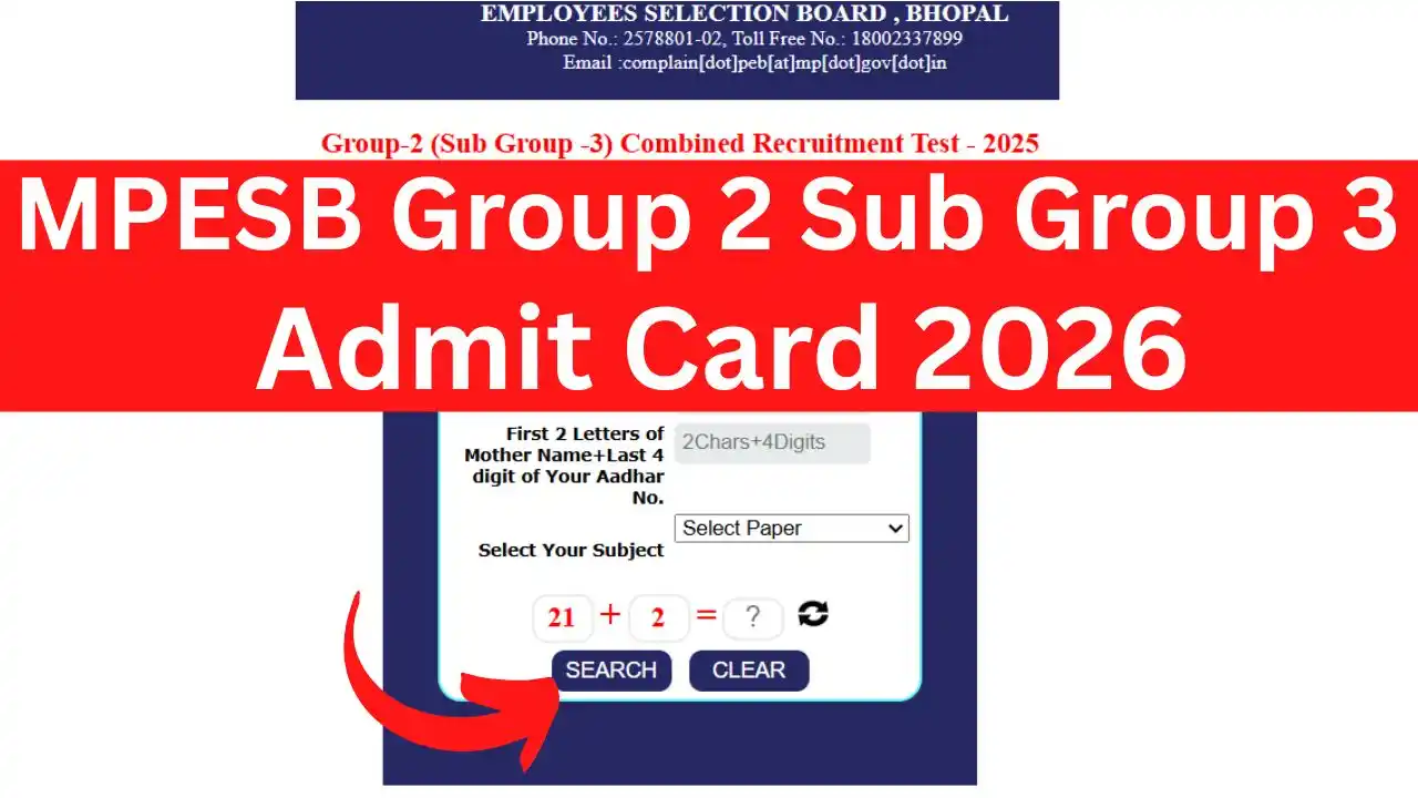 MPESB Group 2 Sub Group 3 Admit Card 2026